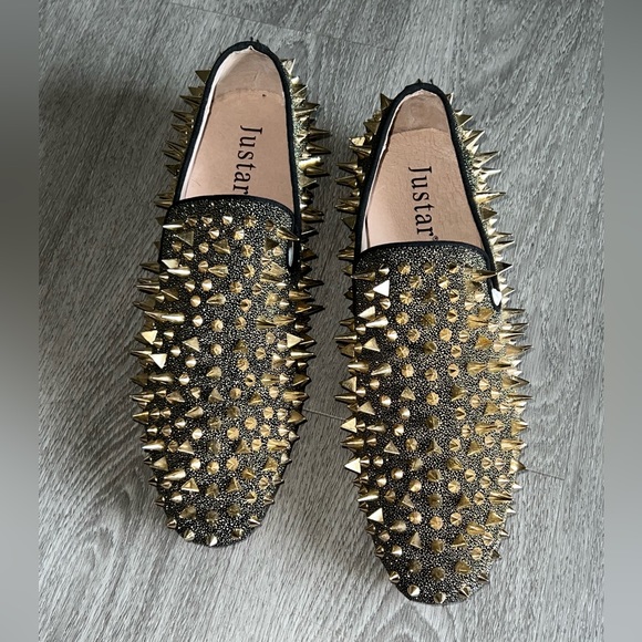 Men's loafers, size 44, designed with Golden studs - Picture 2 of 4